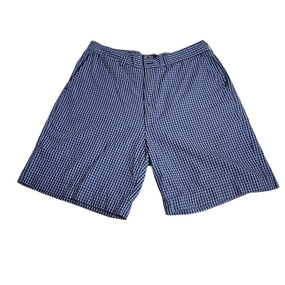 Polo Ralph Lauren Blue Gingham Check Cotton Chino Shorts Mens size 37 Waist